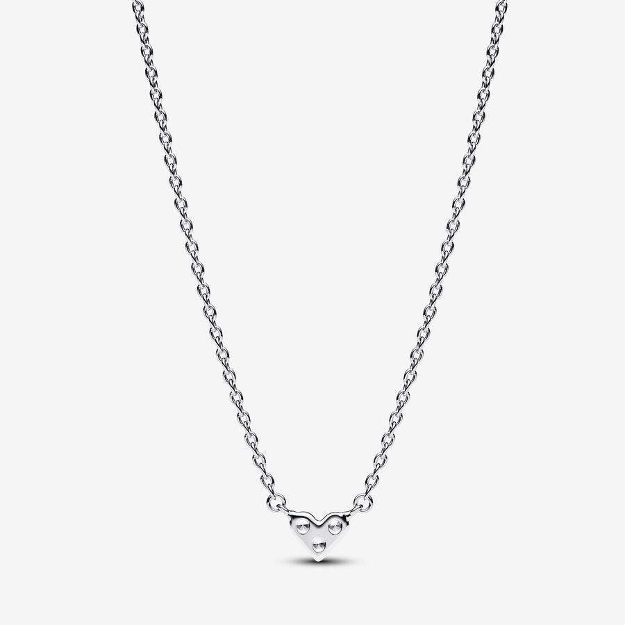 Triple Stone Heart Collier Necklace | Sterling silver | Pandora Canada