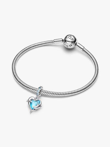 Charm-pendentif Dauphins en verre de Murano bleu