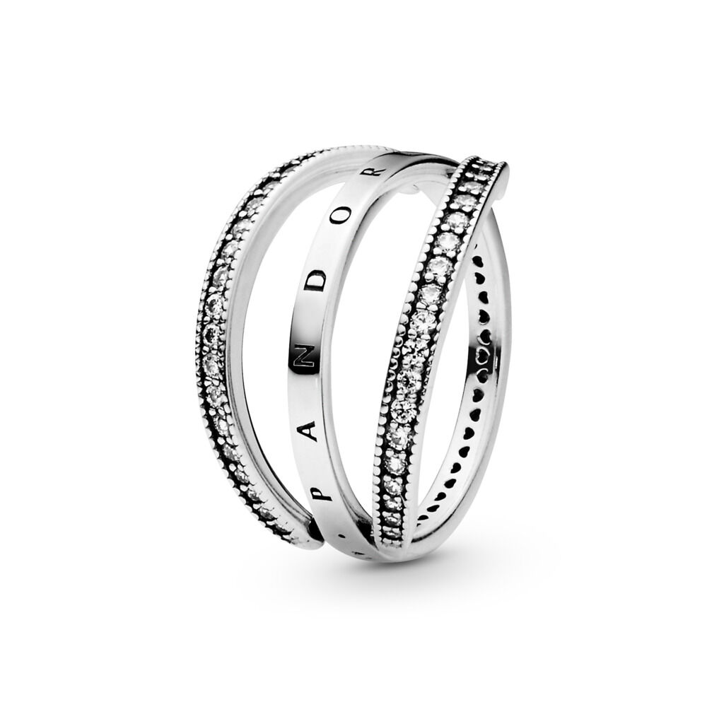 FINAL SALE - Pandora Logo & Hearts Ring | Sterling silver 
