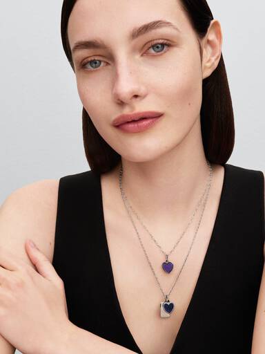 Engravable Purple Heart Dangle Charm, Platinum Plated