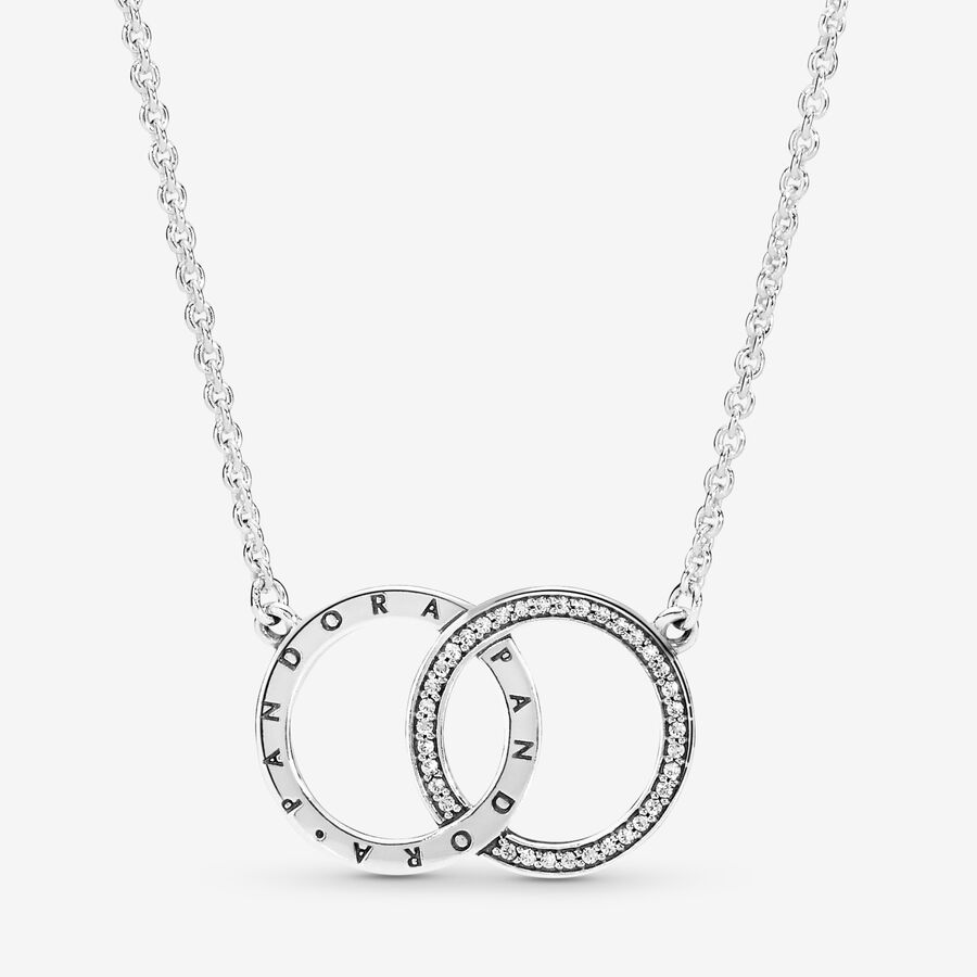 VENTE FINALE - Collier Cercles entrelacés scintillant et avec logo Pandora image number 0