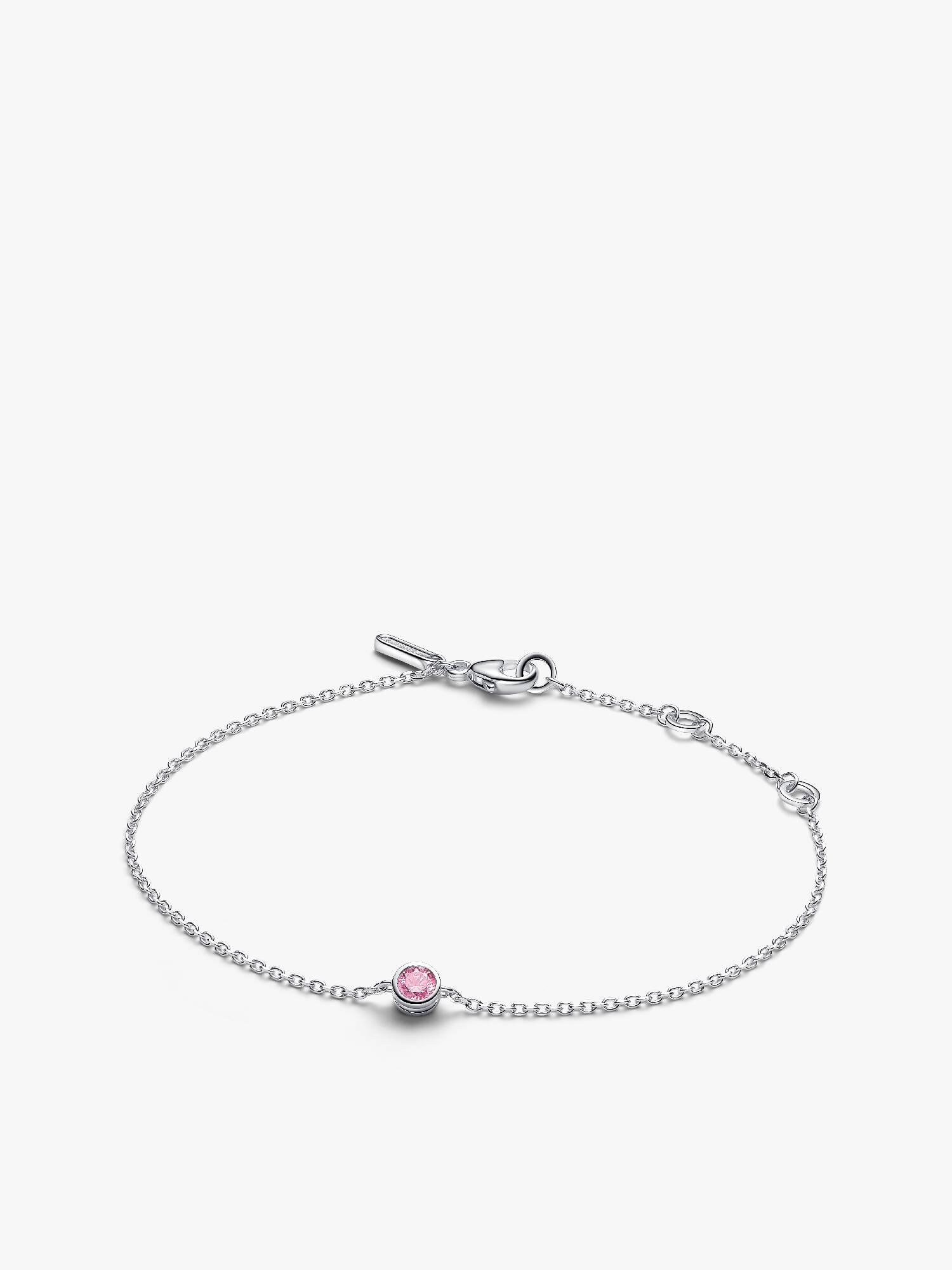 Bracelet à chaine en argent sterling avec diamant rose créé en laboratoire au serti clos Pandora Era