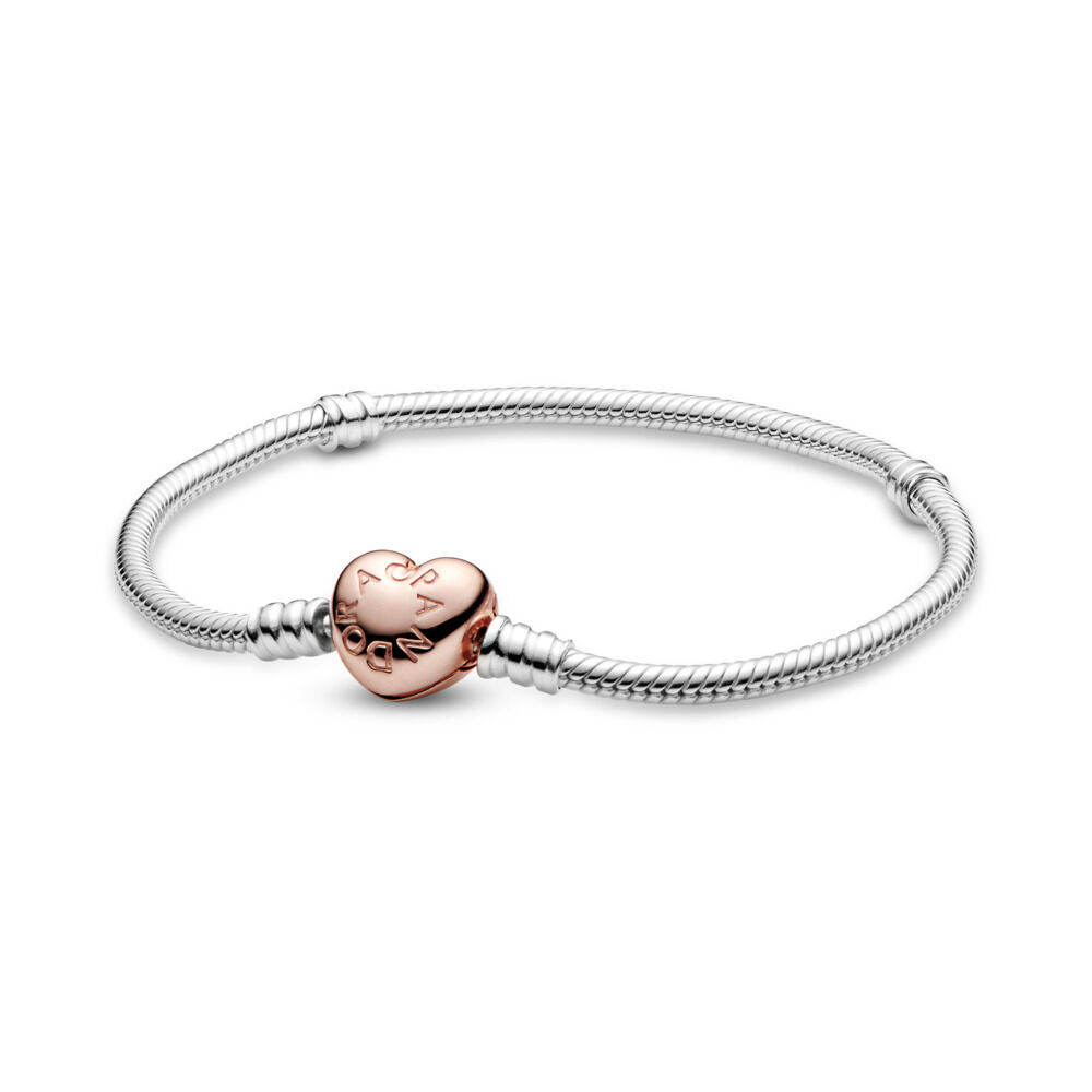 Sterling Silver Bracelet with Pandora Rose™ Heart Clasp | Two-tone 