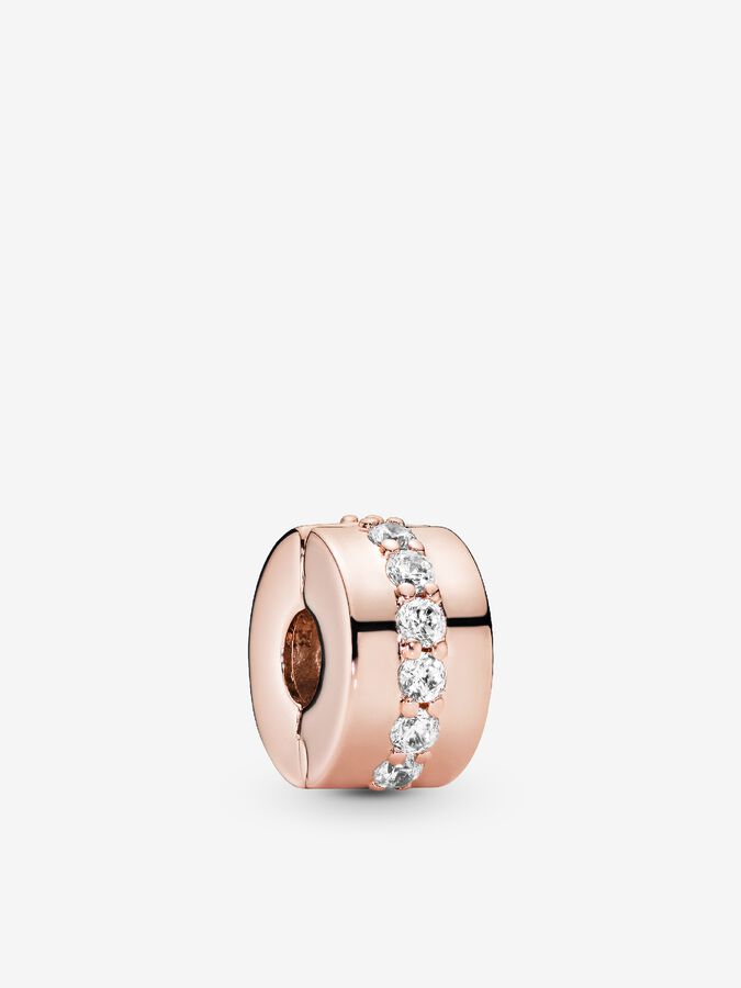 768669c01 Clear Sparkling Row Clip Charm | Gold plated | Pandora Canada