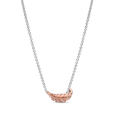 FINAL SALE - Two-Tone Floating Curved Feather Collier Necklace