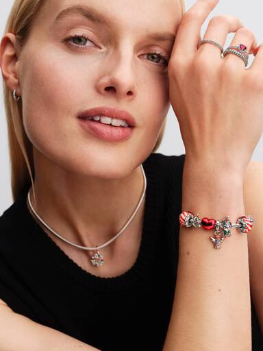 Charm-pendentif double Couronne des fêtes