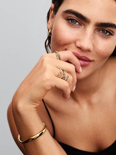 Bague double de forme organique bicolore