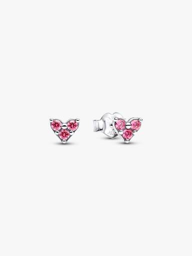 Clous d’oreilles Cœur rose à trois pierres
