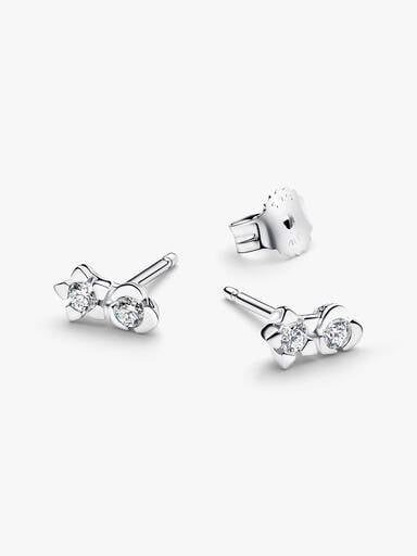 Pandora Talisman Sterling Silver Lab-Grown Diamond Heart & Star Stud Earrings