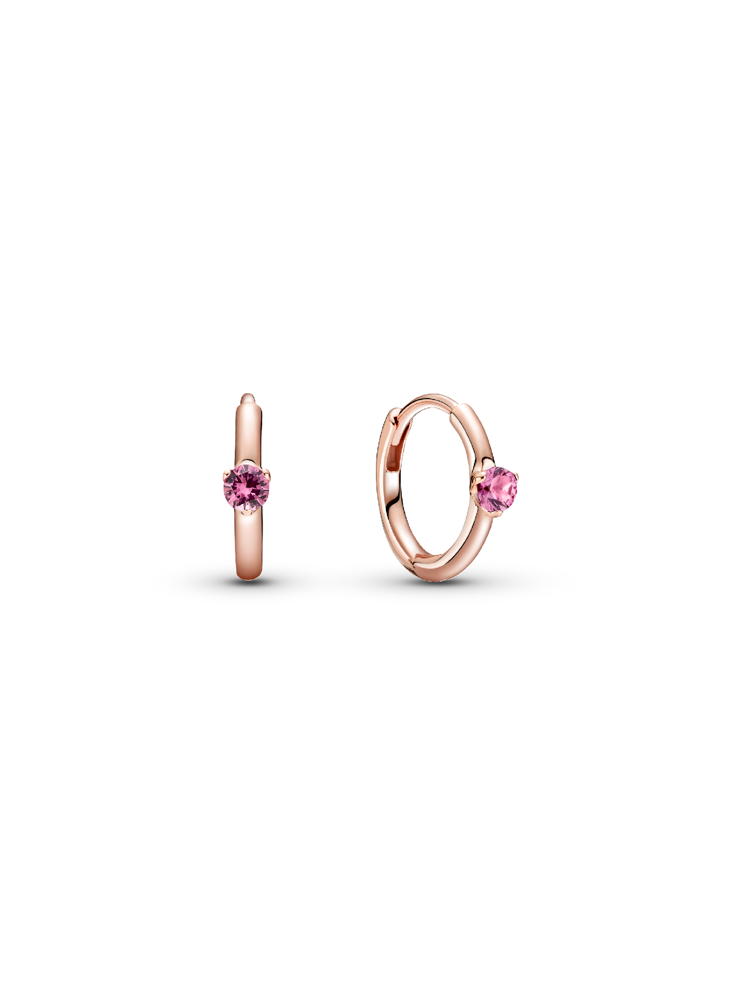 Pink Solitaire Huggie Hoop Earrings