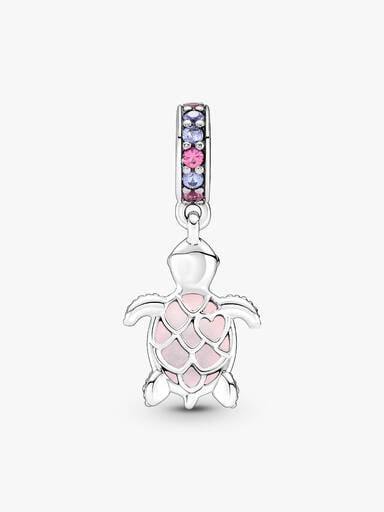 Charm-pendentif Tortue de mer rose en verre de Murano