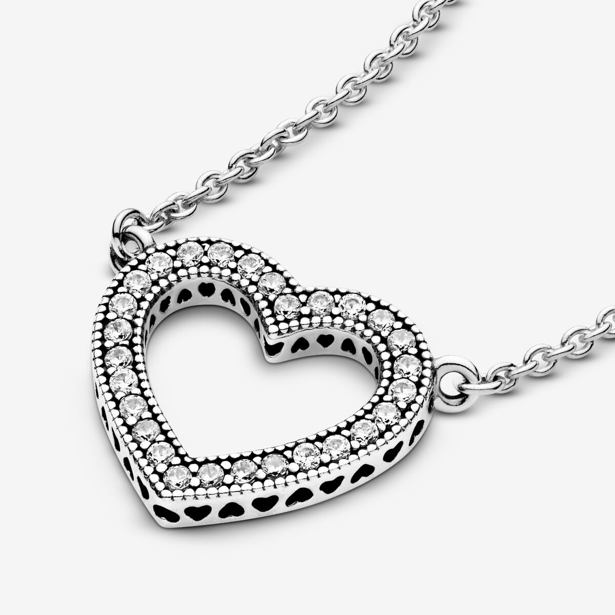 Loving Hearts of Pandora Necklace with Clear CZ Sterling silver
