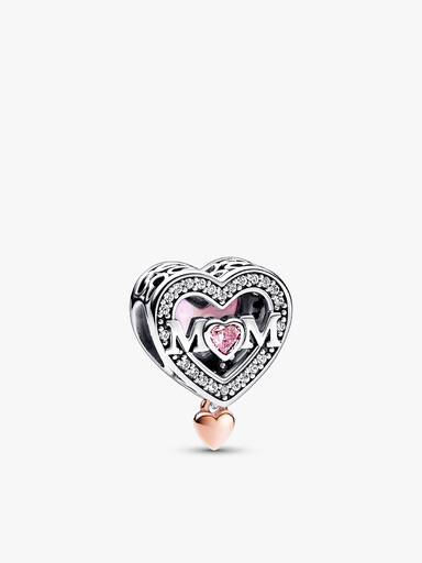 Ensemble de bracelets bicolores à breloques coeur et maman infini