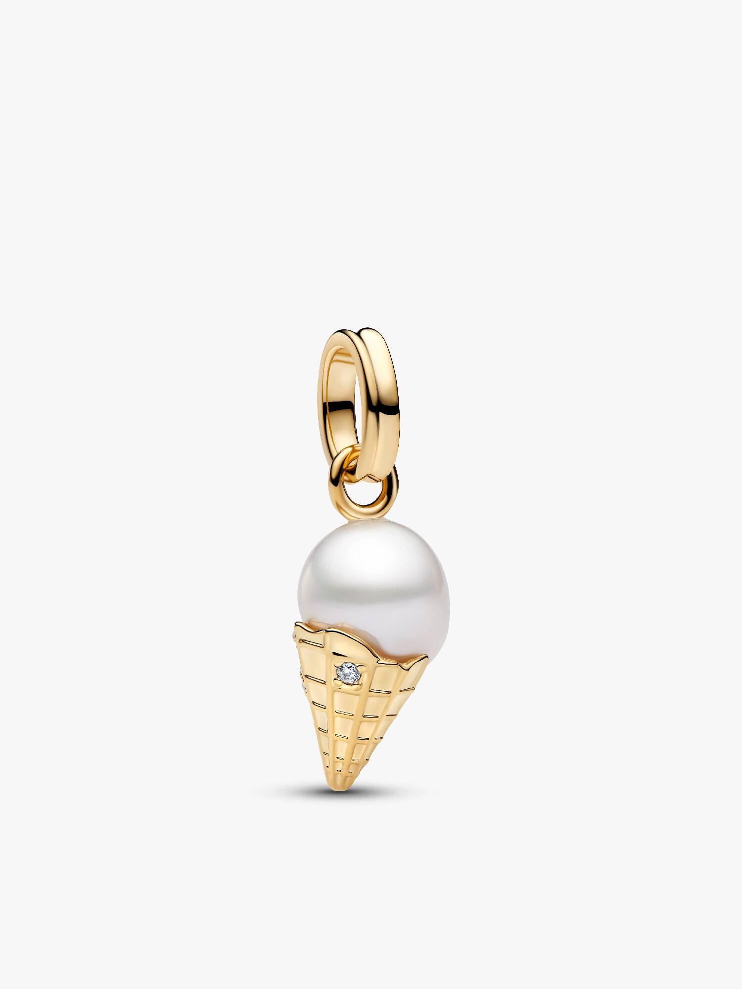 Charm-pendentif Crème glacée avec perle de culture d’eau douce baroque traitée