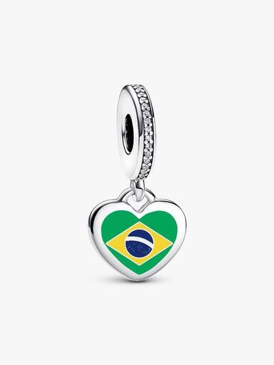 Brazil Flag Heart Charm