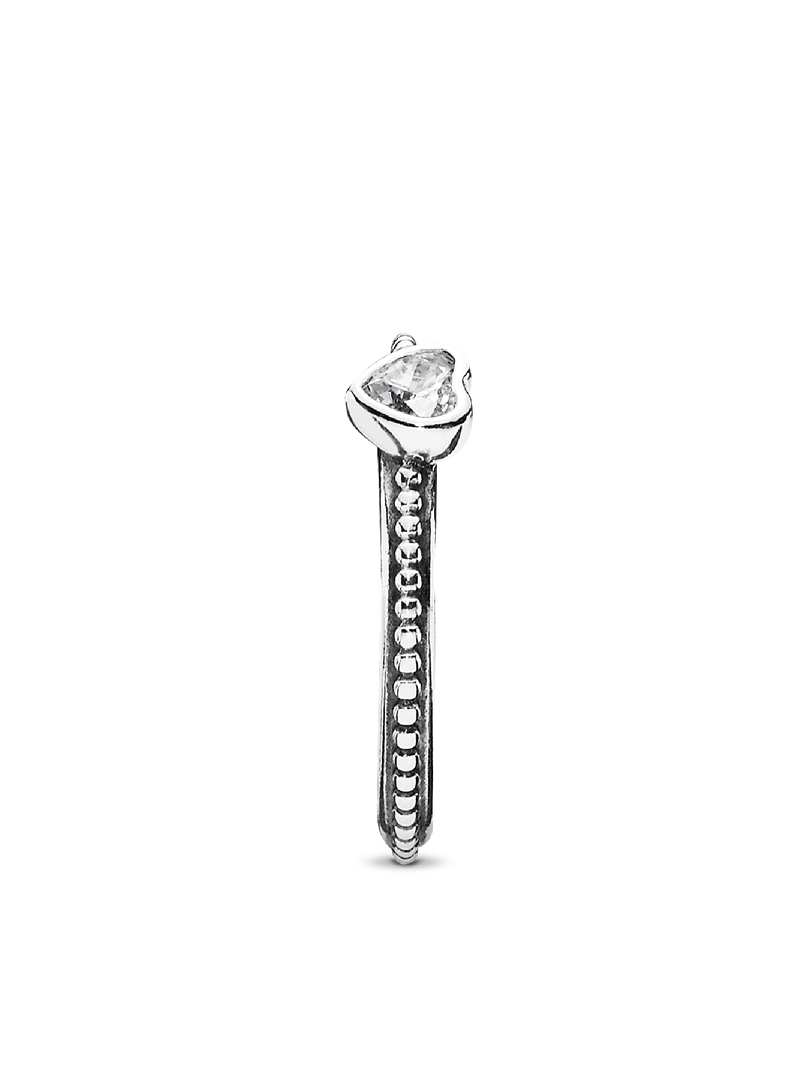 Clear Heart Beaded Ring
