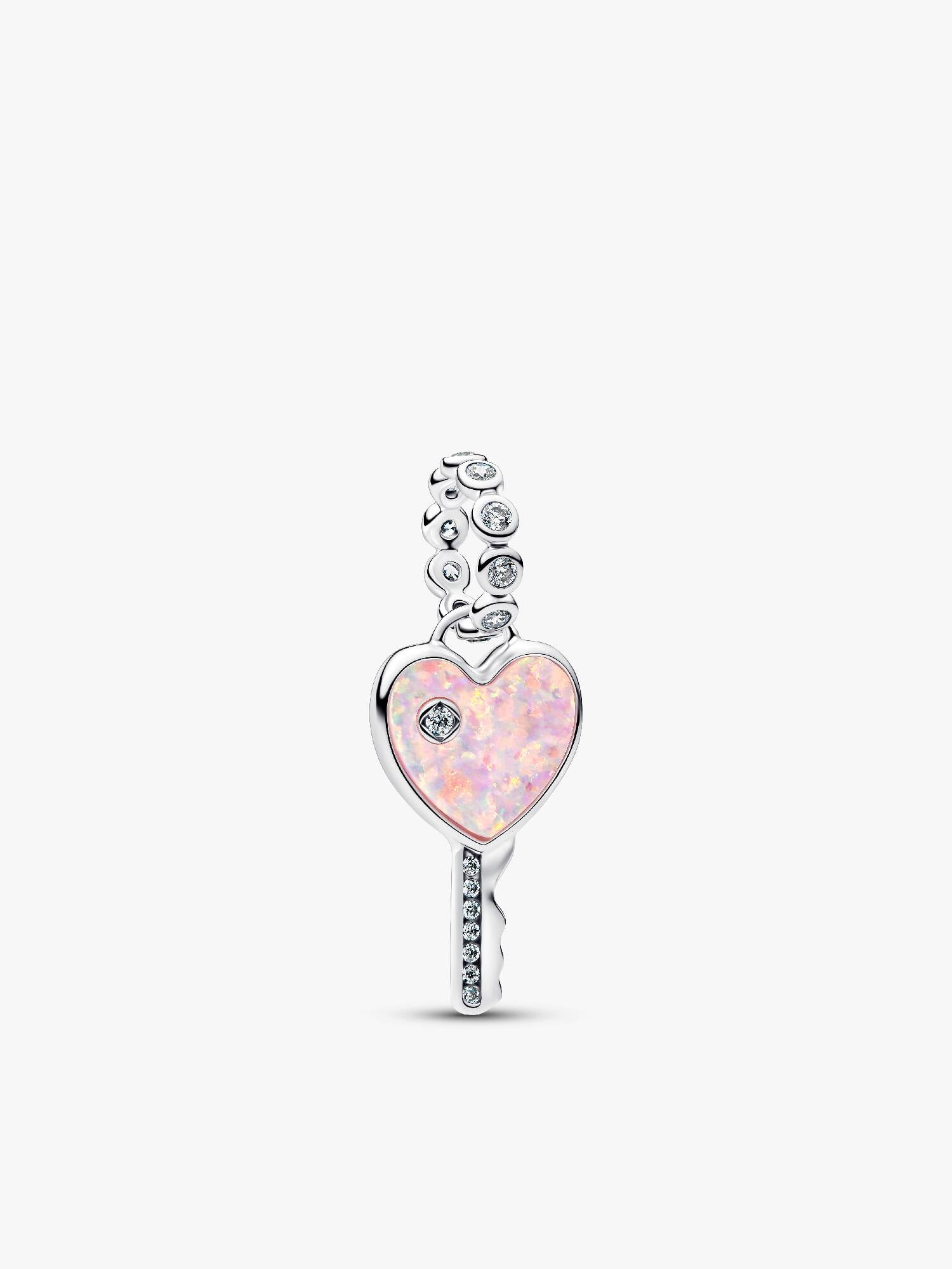 Charm-pendentif Clé avec cœur opalescent