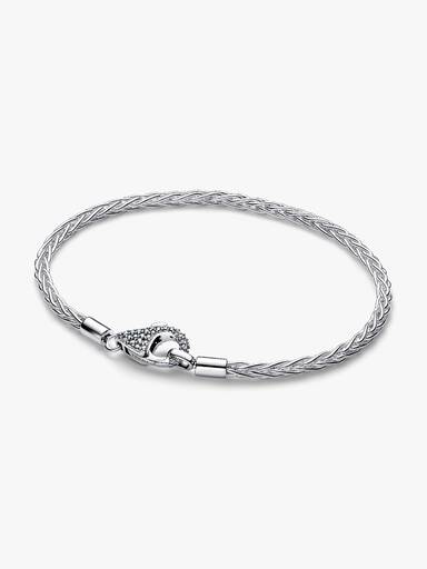 Bracelet à charms avec chaîne queue de renard et fermoir en pavé