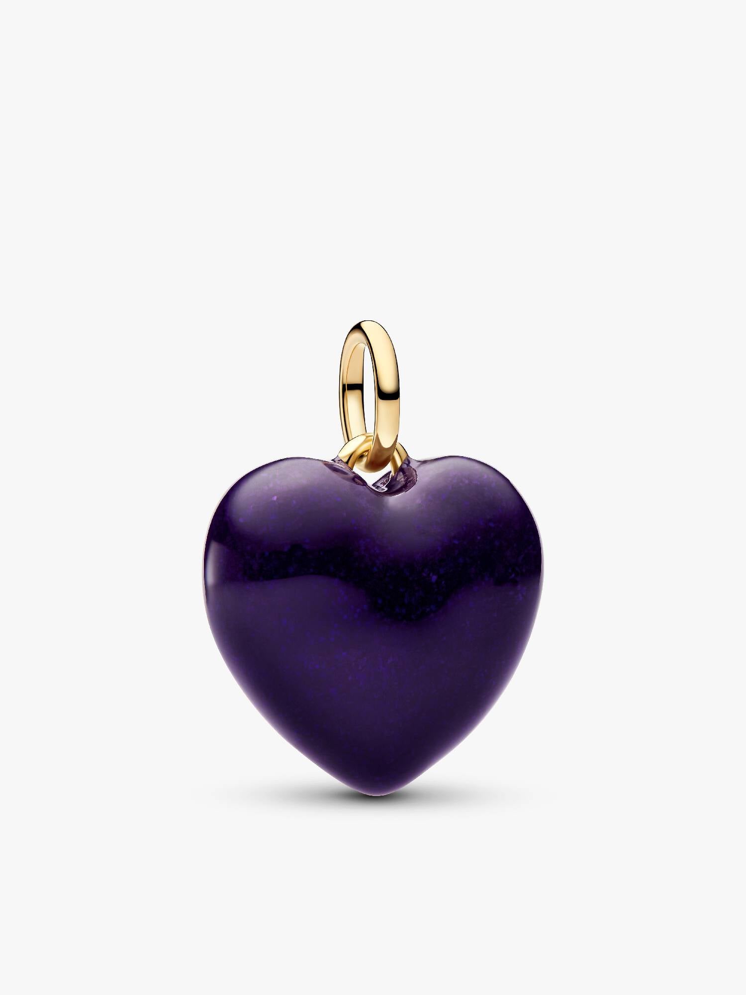 Charm-pendentif Cœur bombé mauve