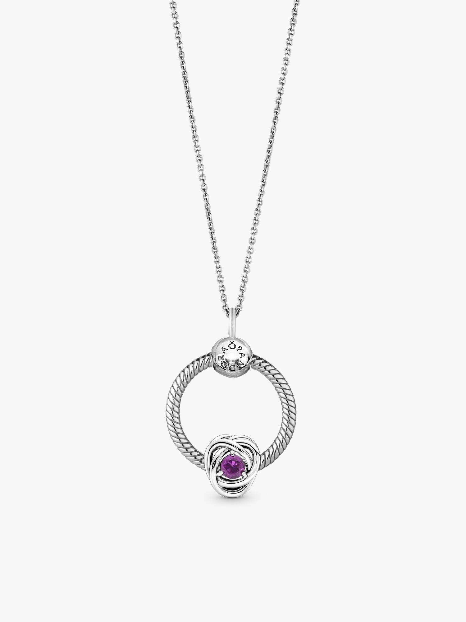 February Eternity Circle Pendant Necklace