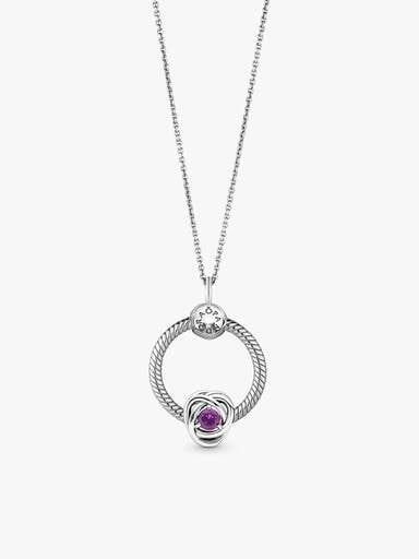 Collier avec charm-pendentif Cercle éternel de février