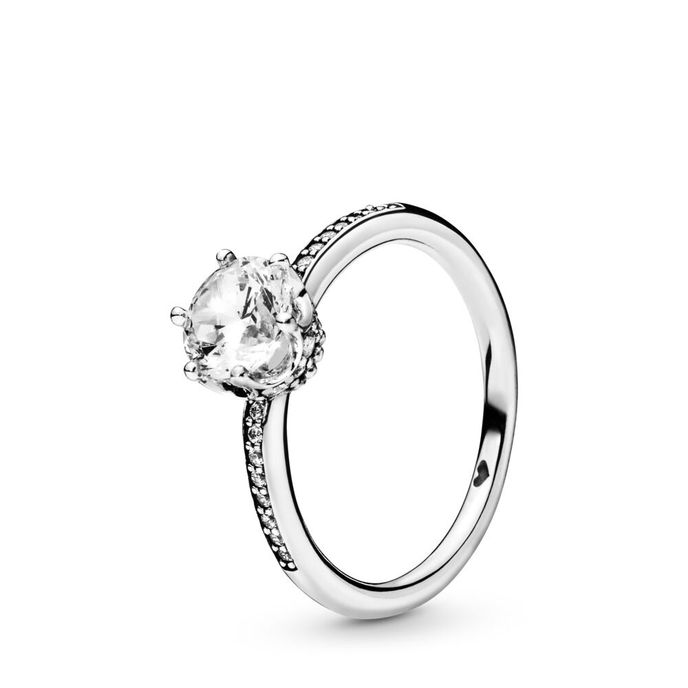 Clear Sparkling Crown Solitaire Ring | Sterling silver | Pandora