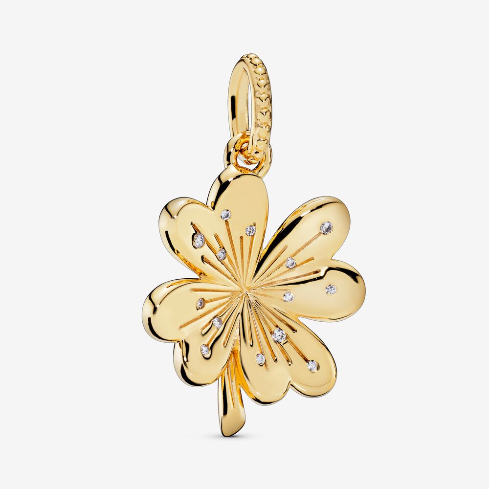 Four-Leaf Clover Pendant | Lucky Jewelry | Gold plated | Pandora ...