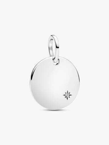 Pendentif étiquette à graver avec diamant cultivé en laboratoire