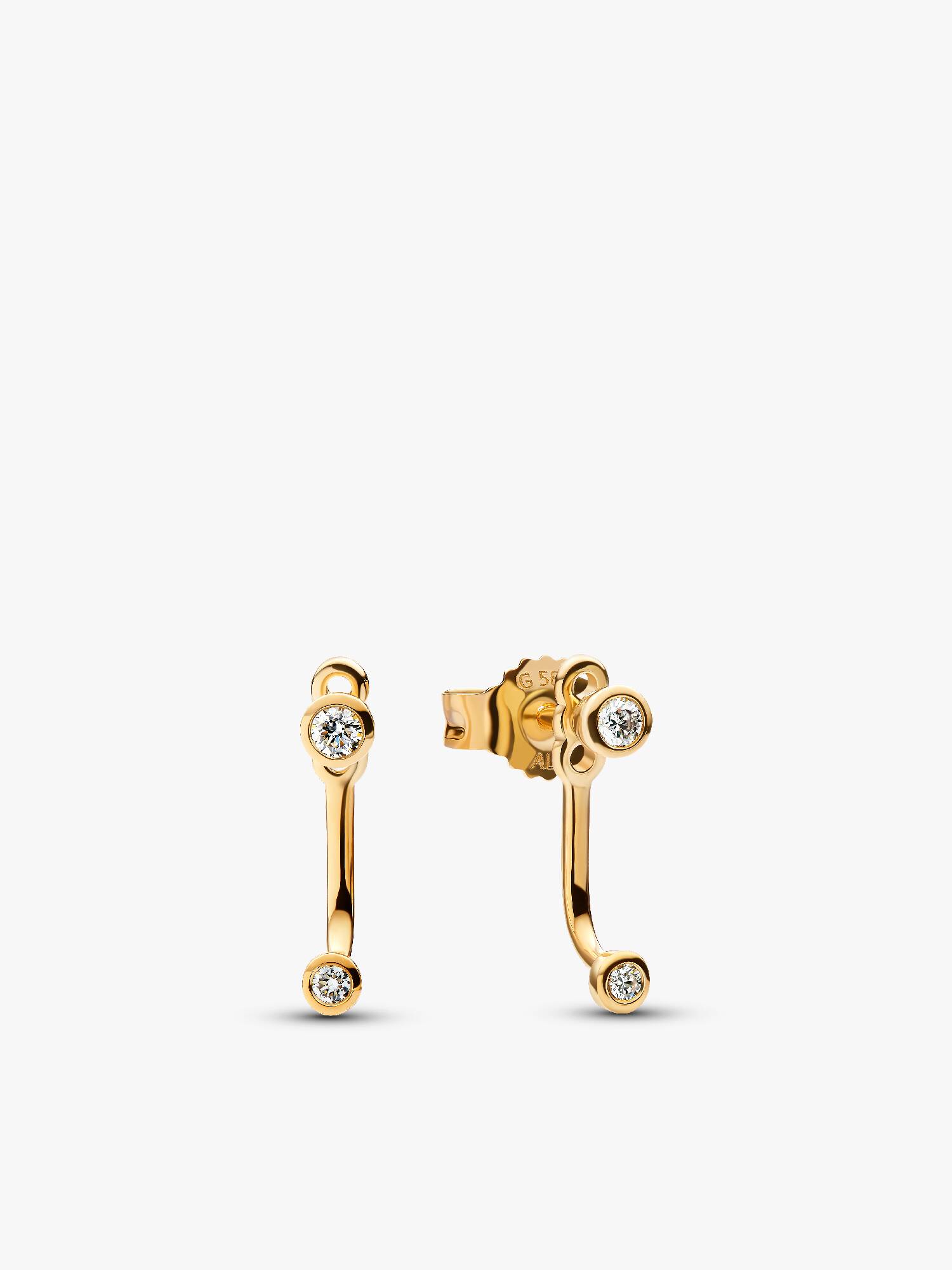 Clous d'oreilles doubles pendantes à diamants créés en laboratoire en serti clos Pandora Era