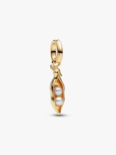 Charm-pendentif Petits pois avec perle de culture d’eau douce baroque traitée