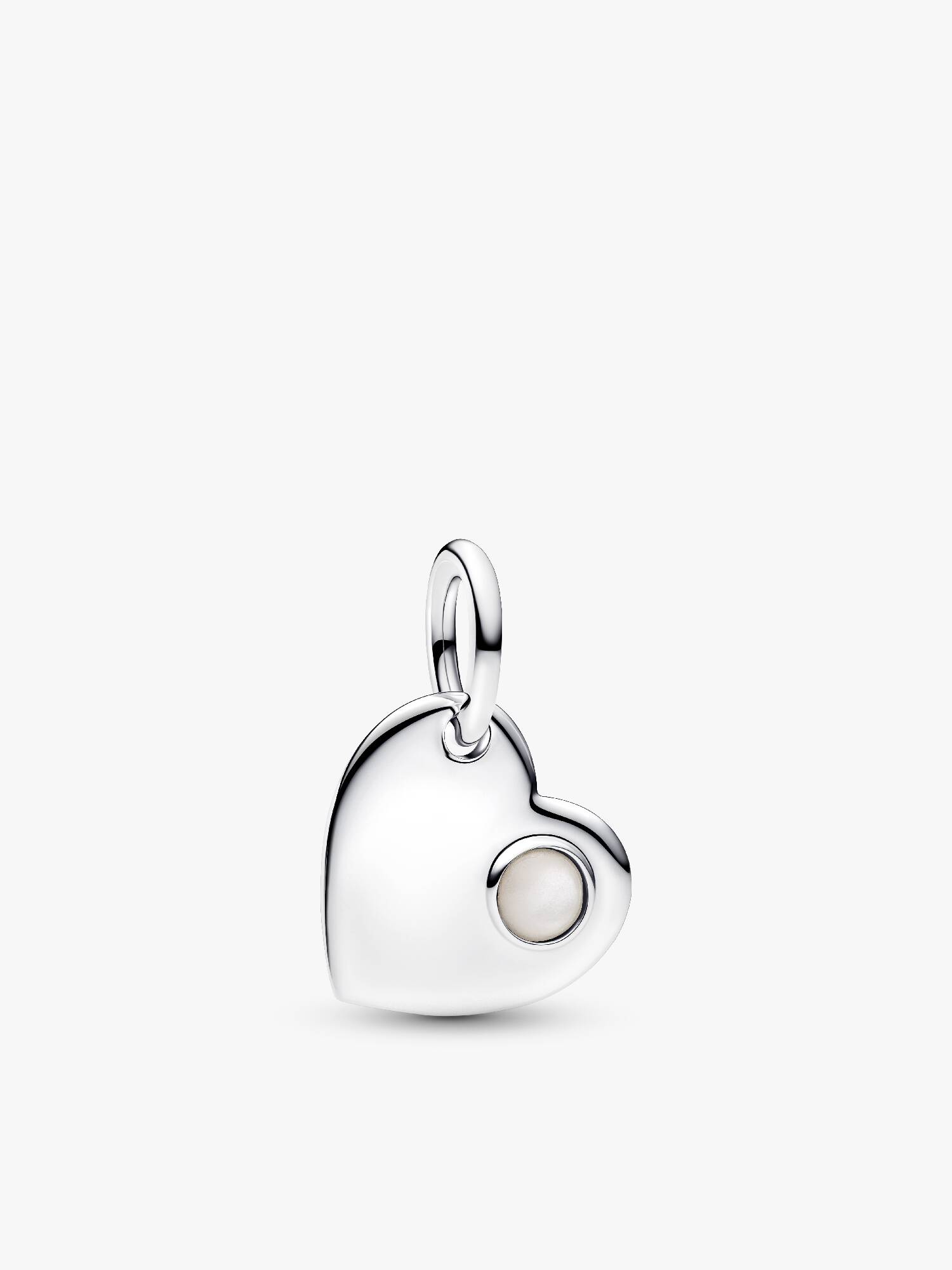 Charm-pendentif gravable Cœur avec pierre blanche de juin