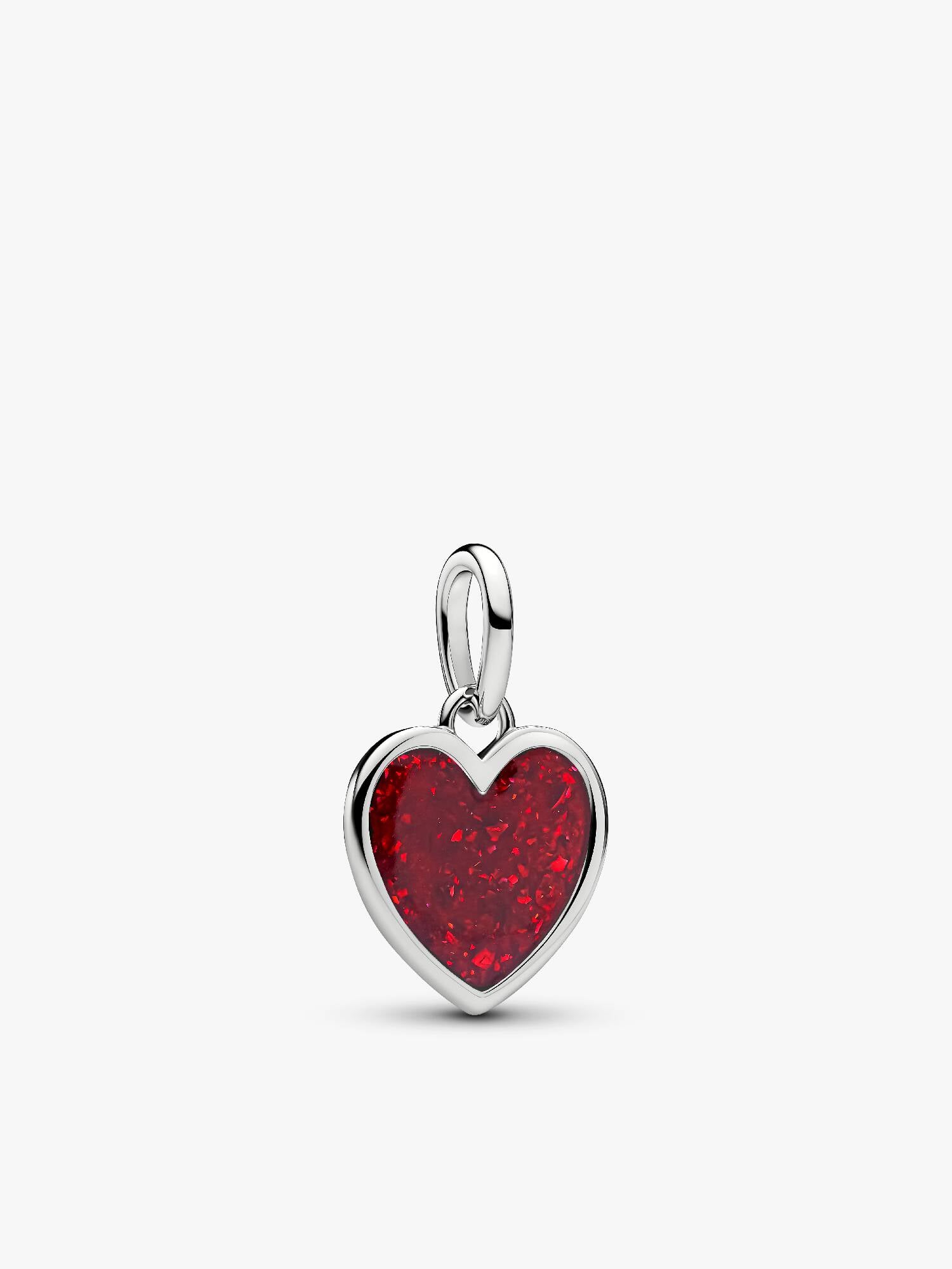 Engravable Red Heart Dangle Charm, Platinum Plated