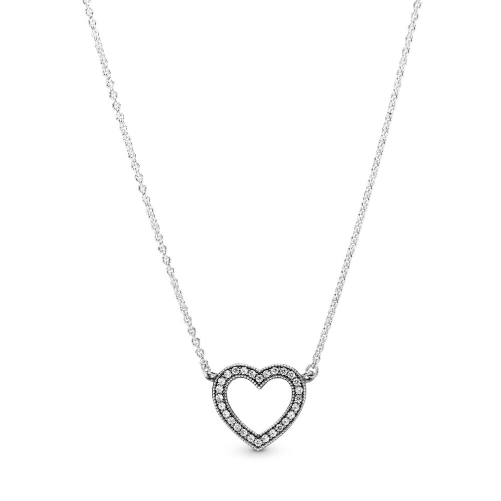 Loving Hearts of Pandora Necklace with Clear CZ | Sterling silver