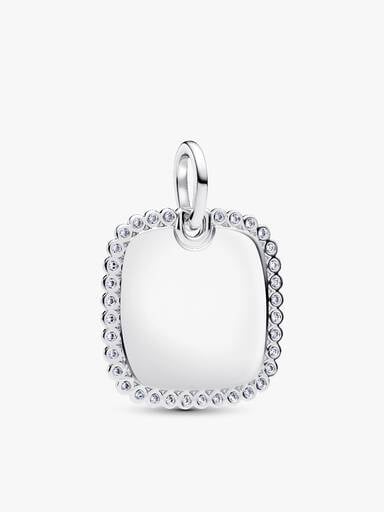Collier à pendentif gravable carré scintillant