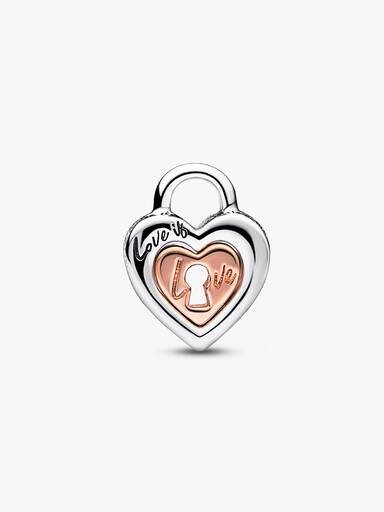 FINAL SALE - Two-tone Padlock Splittable Heart Charm