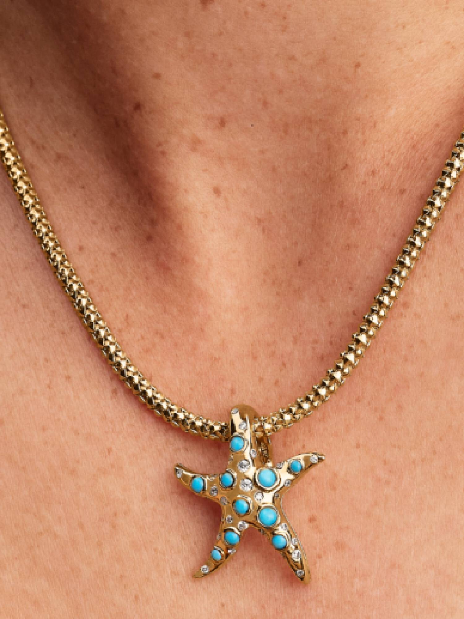 VENTE FINALE -  Charm-pendentif Étoile de mer bleue scintillante