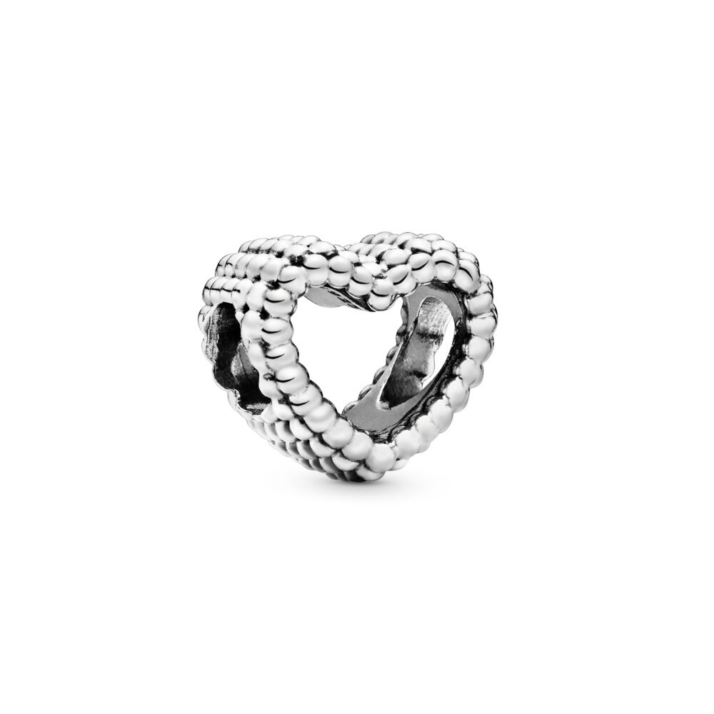 Beaded Open Heart Charm | Sterling silver | Pandora Canada