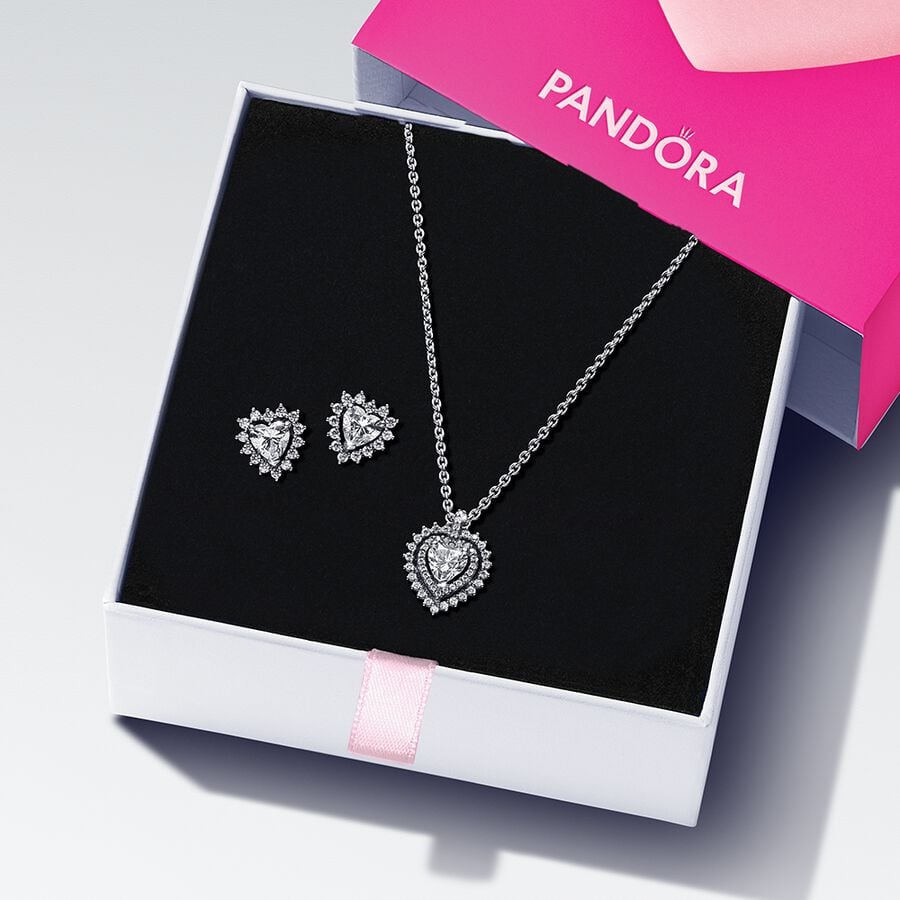 Sparkling Double Heart Halo Jewellery Gift Set image number 0