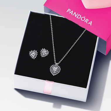 Sparkling Double Heart Halo Jewellery Gift Set