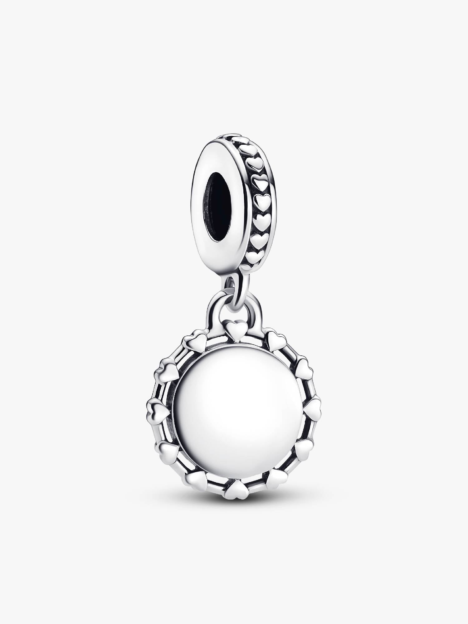 Engravable Disc & Hearts Dangle Charm