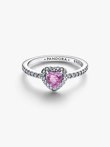 Bague Cœur surélevé mauve pâle