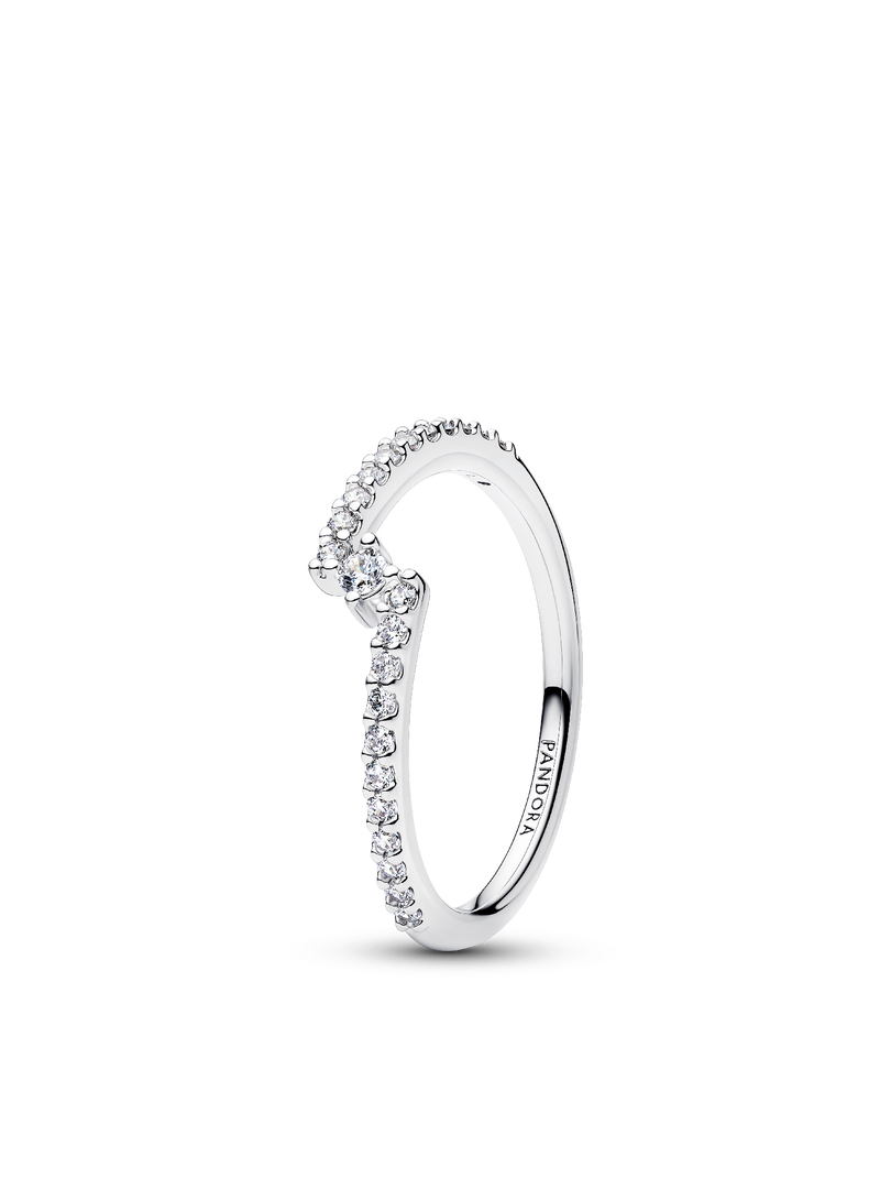 Sterling Silver Split Solitaire Pavé Ring Stack
