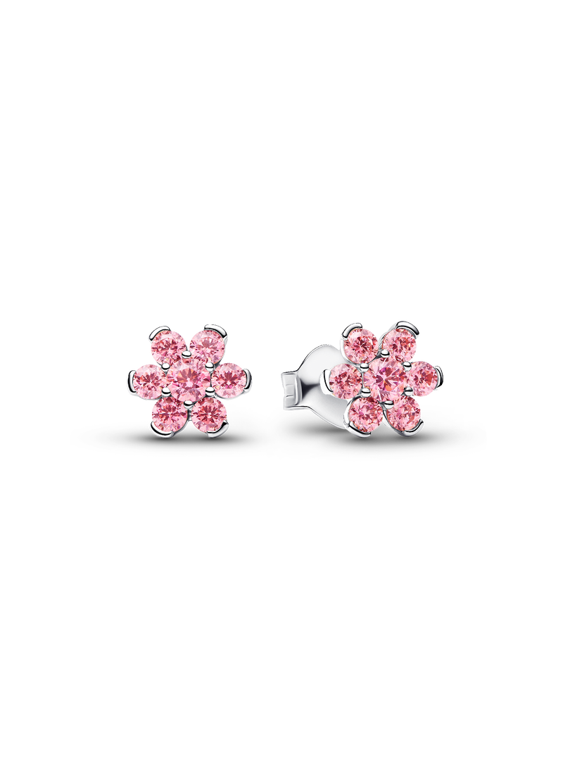 Clous d’oreilles Fleur rose scintillante
