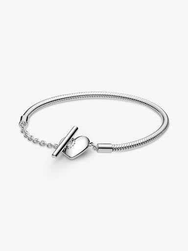 Heart T-Bar Snake Chain Bracelet