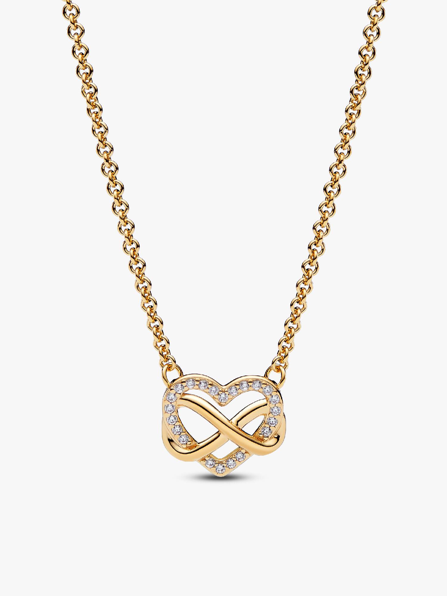 Collier scintillant avec cœur et symbole d’infini