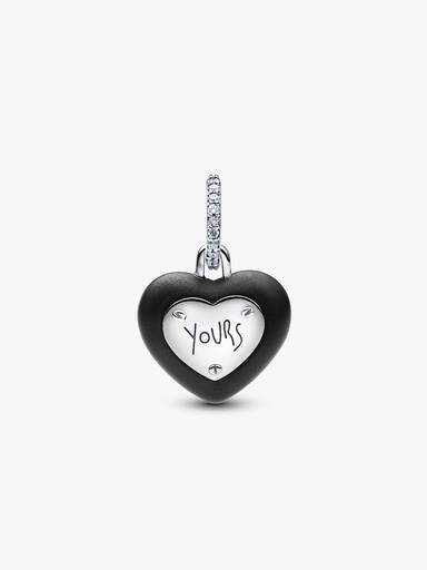 VENTE FINALE - Charm-pendentif Cadenas en cœur en céramique noir mat