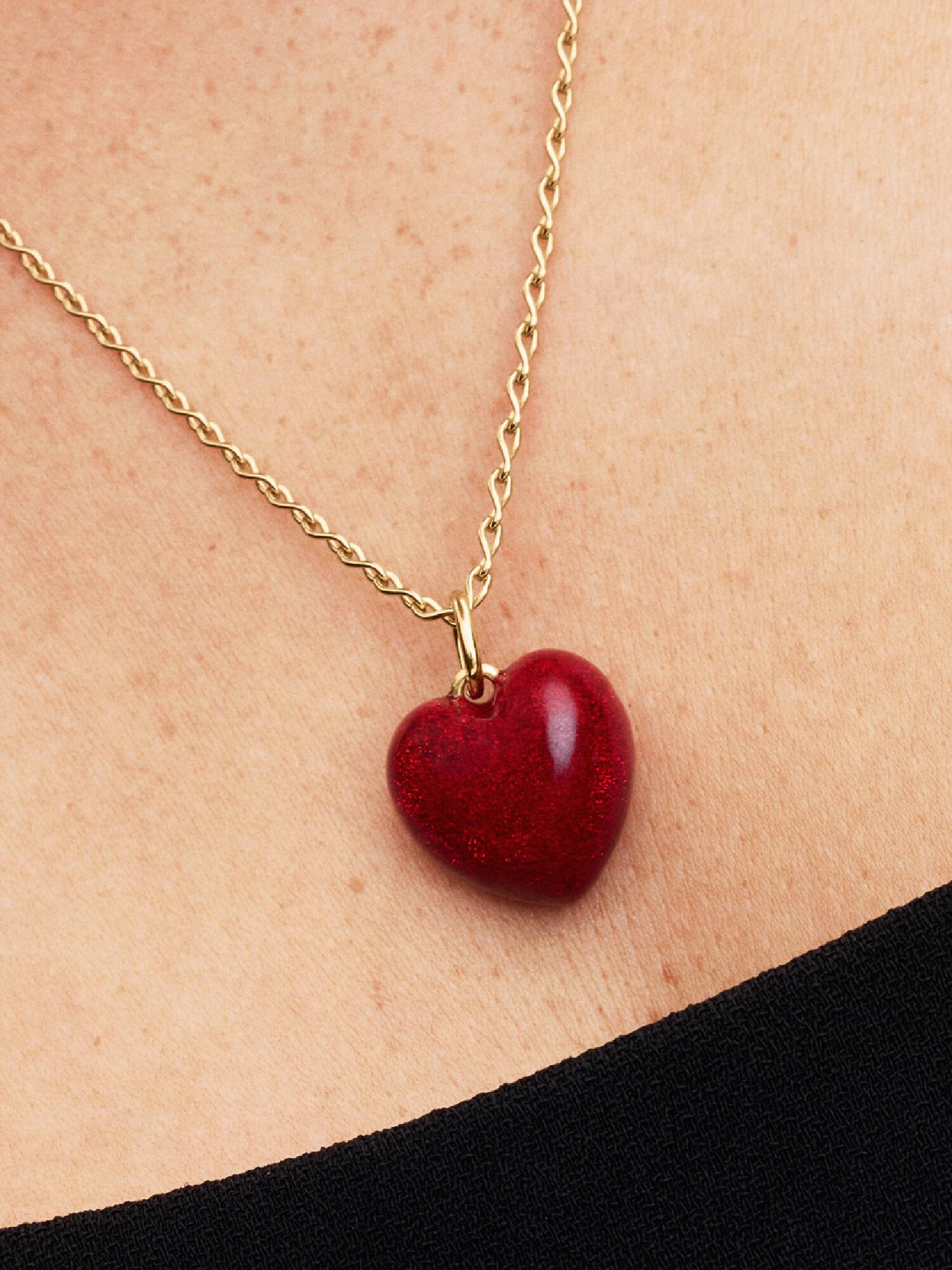 Charm-pendentif Cœur bombé rouge