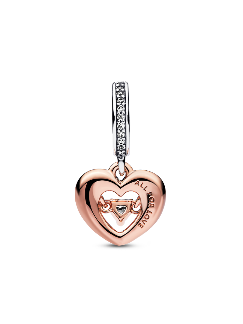 Two-tone Radiant Heart Dangle Charm