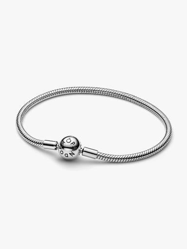Bracelet à fermoir à bille et à chaîne serpentine Pandora Moments plaqué au platine