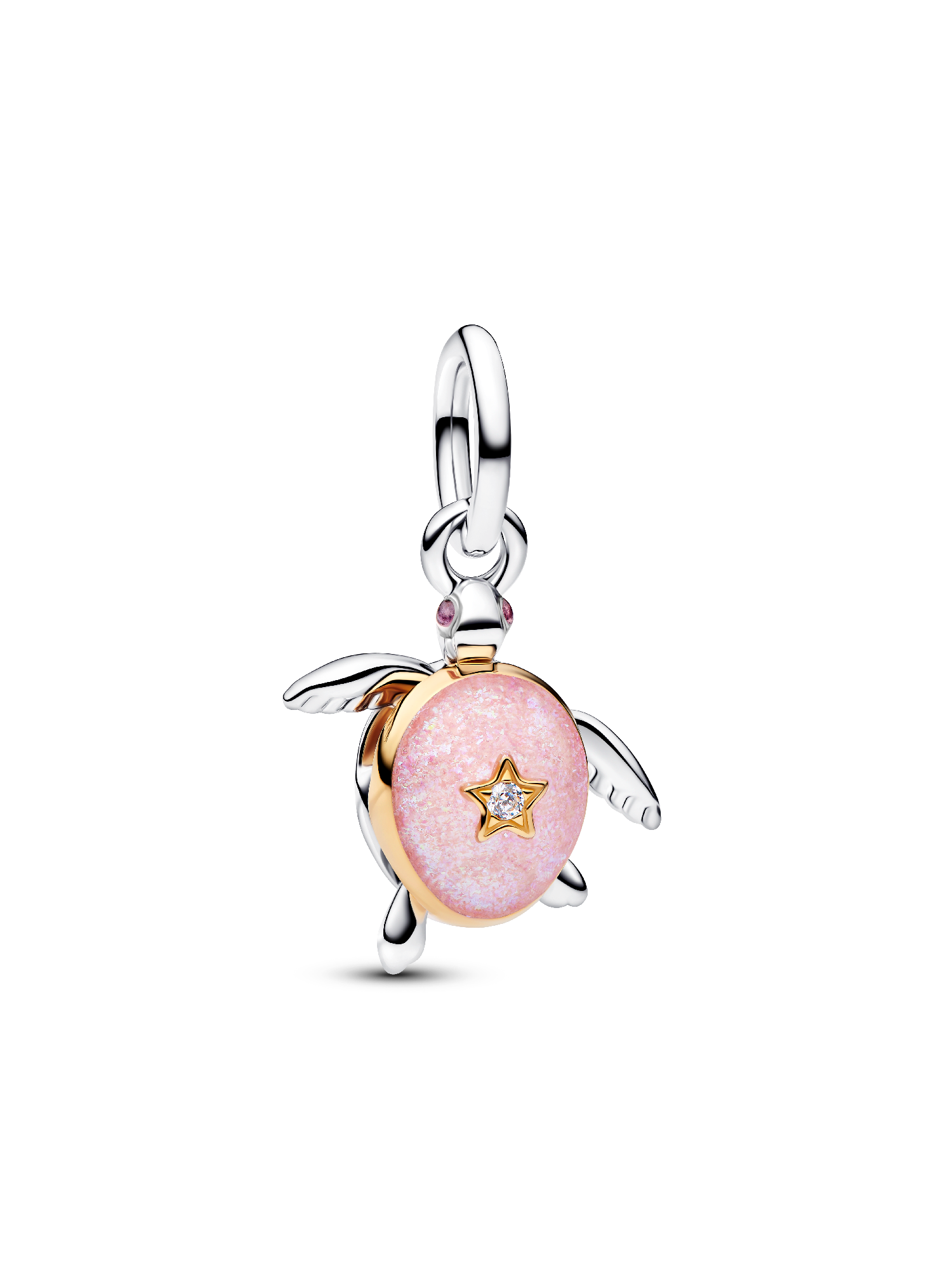 2026 Pink Sea Turtle Lab-grown Diamond Dangle Charm | Two-tone
